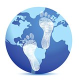earth with footprints
