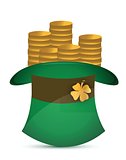 Leprechaun hat filled with gold coins