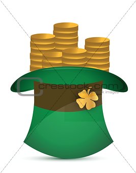 Leprechaun hat filled with gold coins