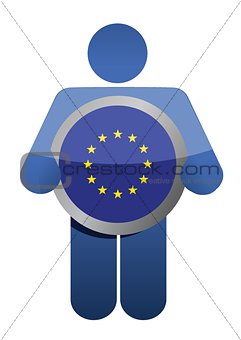 holding european union flag