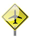 triangular road sign with plane