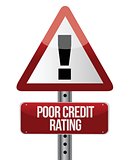 warning sign with a credit rating concept.
