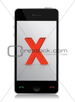 x mark with smart phone