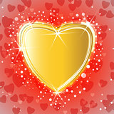 Golden shiny heart on miracle background