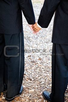 Gay Grooms Holding Hands