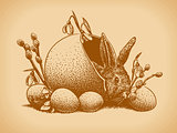 Easter Bunny Vintage Style Vector