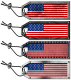USA Flags Set of Grunge Metal Tags