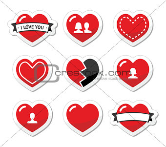 Love hearts labels set for Valentines Day