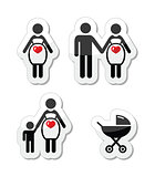 Pregnant woman vector icons set