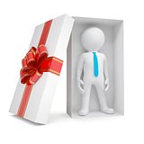 3d white man in gift box