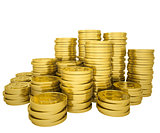 Pile gold coins