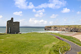 beautiful view of Ballybunion cliffs castle and beach