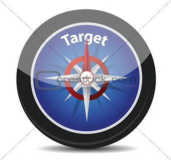 compass with text "target"