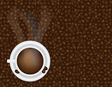 Cup of Hot Coffee and Beans Background Illustration