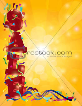 SALE Sign with Ribbons Confetti and Sun Rays