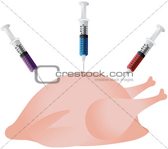 Chicken Injected with Hormones and Steroids Illustration