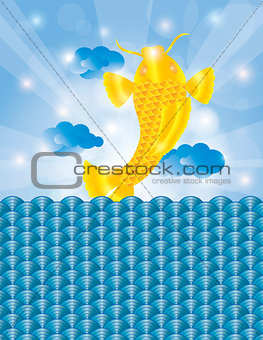 Chinese Fish Jumping out of Water Background