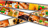 Film Strip Food Montage Menu Salad Pasta Bread