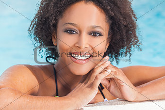Sexy African American Woman Girl In Swimming Pool