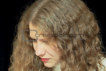 Young woman with long brown nature hair