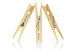 Three Wooden Clothes Pegs