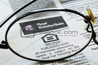 Classifieds advertisement concept of real estate sales and rental
