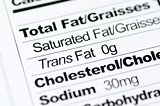 Nutrition label focused on Trans Fat content concept healthy eating