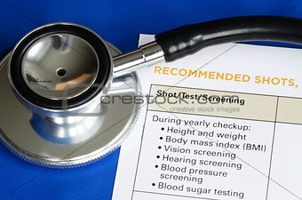 List of medical shots and tests concept of vaccination and immunization