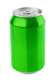 Green aluminum can on white