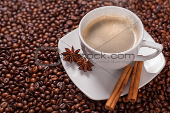 Coffee cup with cinnamon 