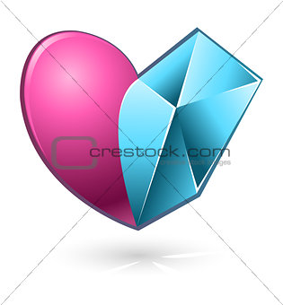 Vector illustration of pink and blue heart 