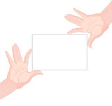 Human hands holding blank paper