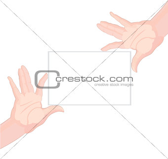 Human hands holding blank paper