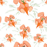 Rabbit with carrot seamless pattern