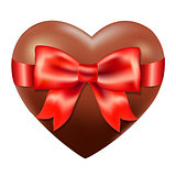 Chocolate Heart With Red Bow