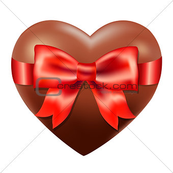 Chocolate Heart With Red Bow