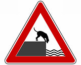 Road ending warning sign for dogs