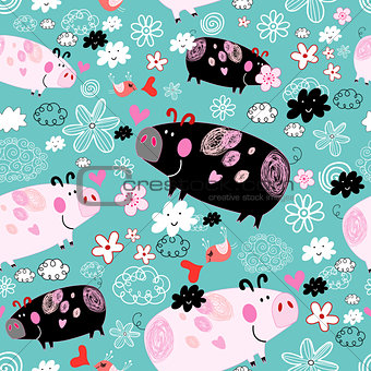 Texture of pink and black pigs