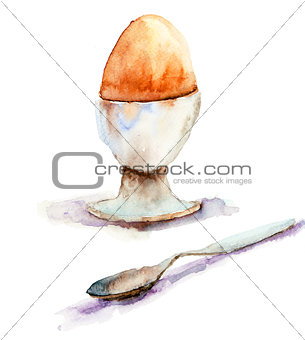 Watercolor illustration of egg