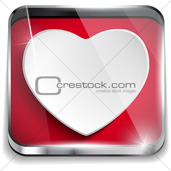 Valentine Day Glossy Application Button Heart