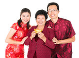 Asian Chinese family greeting
