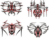 Black and red symmetric spider tattoos