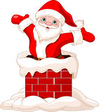 Santa Claus jumping from chimney