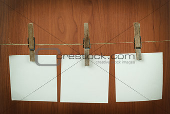 Memory note paper hanging on cord