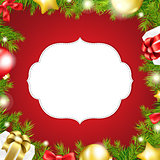 Christmas Background With Label And Ribbon