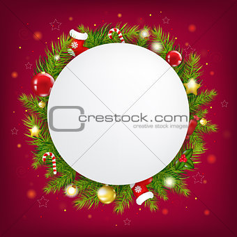 Merry Christmas Speech Bubble With Dark Red Background