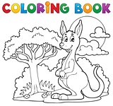 Coloring book with happy kangaroo