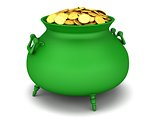 Green cauldron of golden coins