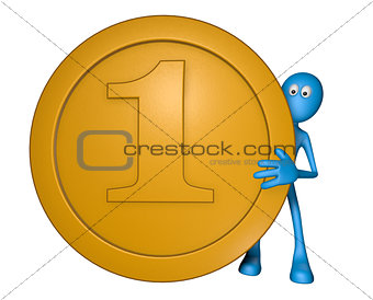 blue guy with coin