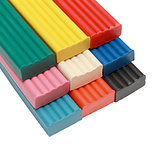 The group of objects for children colored plasticine isolated on
